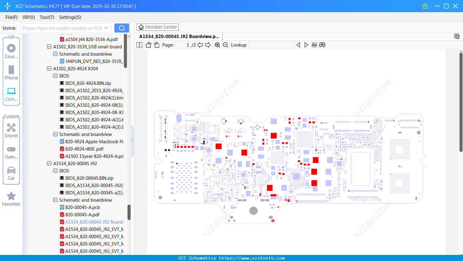 Laptop Apple A1534_820-00045 J92 Boardview